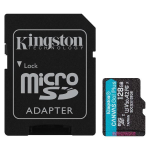 Kingston Canvas Go! Plus - Scheda di memoria flash (adattatore da microSDXC a SD in dotazione) - 128 GB - A2 / Video Class V30 / UHS-I U3 / Class10 - UHS-I microSDXC